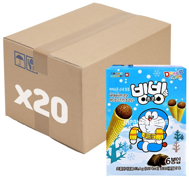 스위트몬스터 빙빙 아이스콘 과자 딸기 6p, 53.4g, 20개