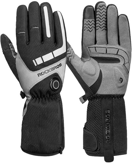 USB 충전식 방한 온열 발열 라이딩 장갑, 그레이, 1세트