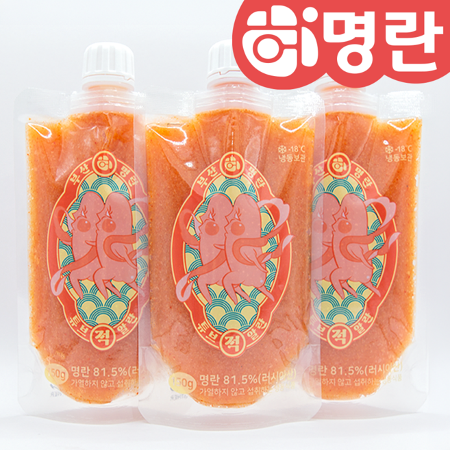 부산허명란 짜먹는 적명란 튜브 150g, 3개
