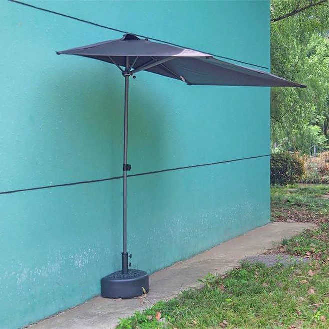 캠핑 직사각형 하프 2m 1m 파라솔 반쪽, 다크브라운/반원형 물받침대/165-225cm