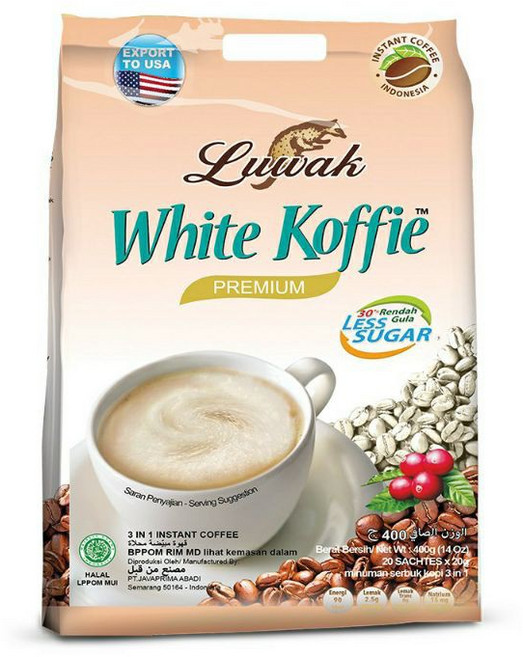 Kopi Luwak White Koffie 프리미엄 저설탕 커피 20캐럿 400그램, 400g, 1개, 20개입