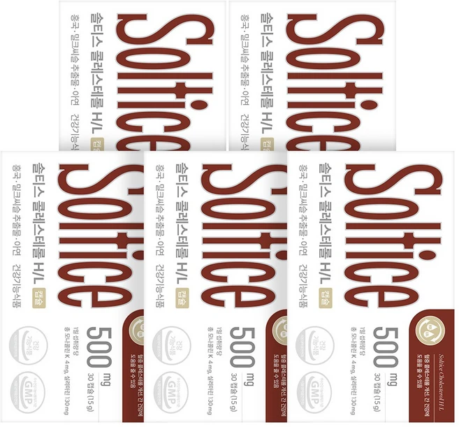 솔티스 홍국 콜레스테롤 HDL LDL 간 건강 밀크씨슬 면역 기능, 30정, 5박스 - 쿠팡