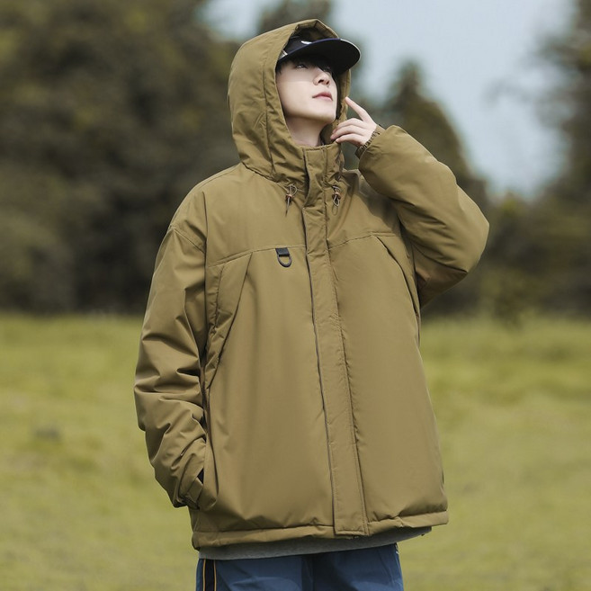 男士新款冬季加厚連帽棉衣 防水寬松面包服棉襖外套
