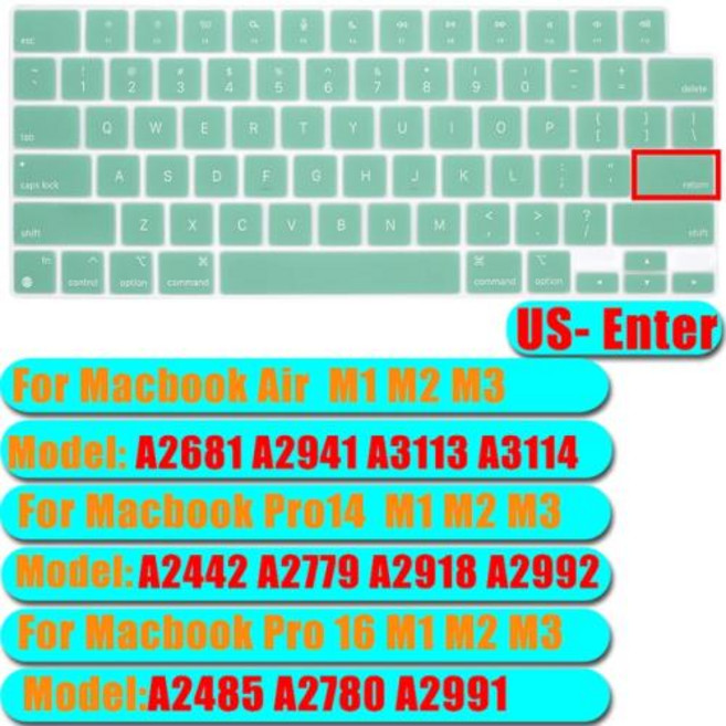 노트북 키스킨 실리콘 키보드 커버 키보드 덮개 에어 & 프로 M3 M2 M1 15.3 "14" 13.6 "16 A3113 A3114 A2941 A2681, [11] A3113 US EN SYC, 06 A3113 US SYC, 1개