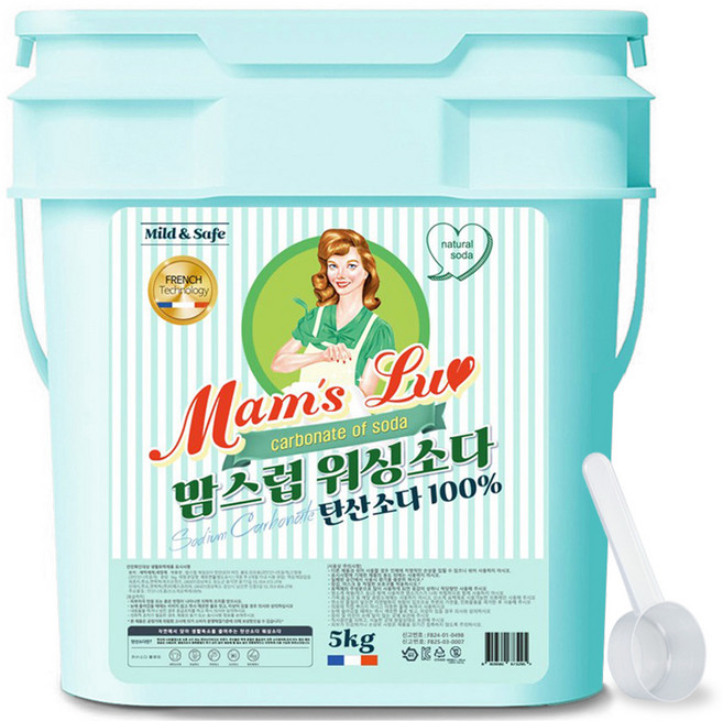 맘스럽 워싱소다 버킷100% 프리미엄 세탁세제 초강력 세탁보조제, 5kg, 1개