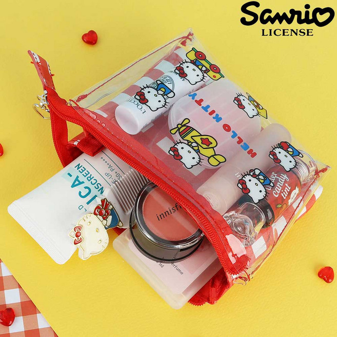 산리오 KOREA 정품 헬로키티 투명 여행용 파우치 화장품 가방