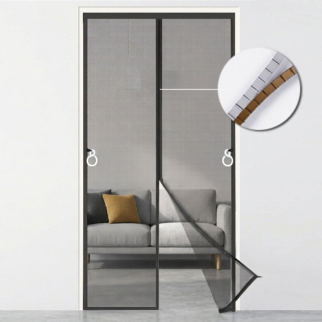 화이바글라스 미세방충망 자석식 현관 모기장 방충문 일반형 고급형 1000x2100 그레이, 1개