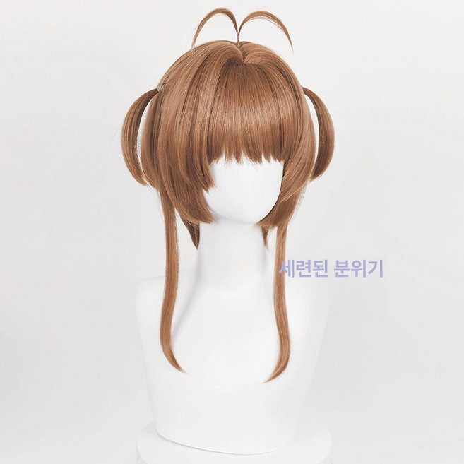 카드캡터 체리 카캡사 사쿠라 졸업사진 코스프레, 프리사이즈, 1개, 색상1 가발 묶음+발망