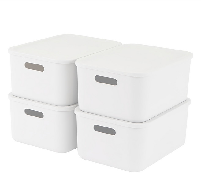 엠비코 국내산 다용도 팬트리 리빙박스, 화이트, 4개