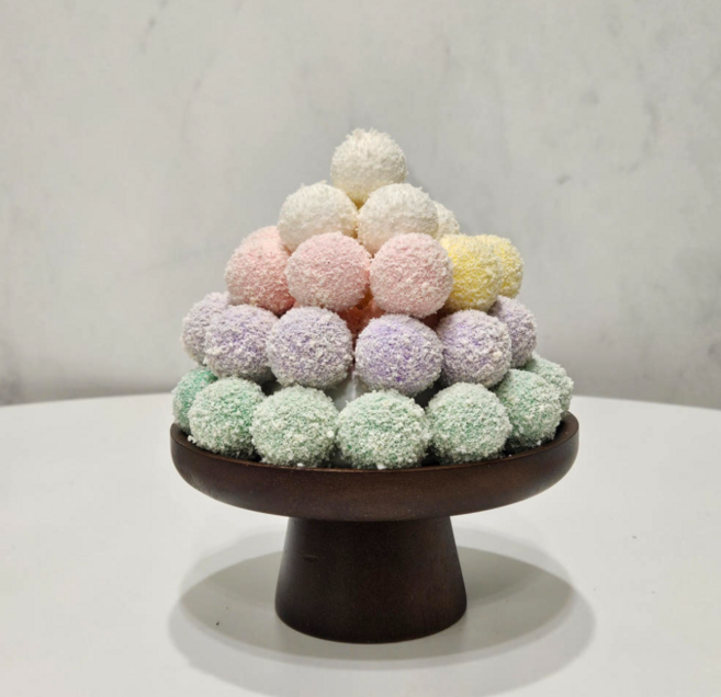 [모형떡] 오색경단 모형 백일 100일 돌 백일상 돌상 촬영소품, 모형 오색경단 15개 세트, 1개, 혼합색상