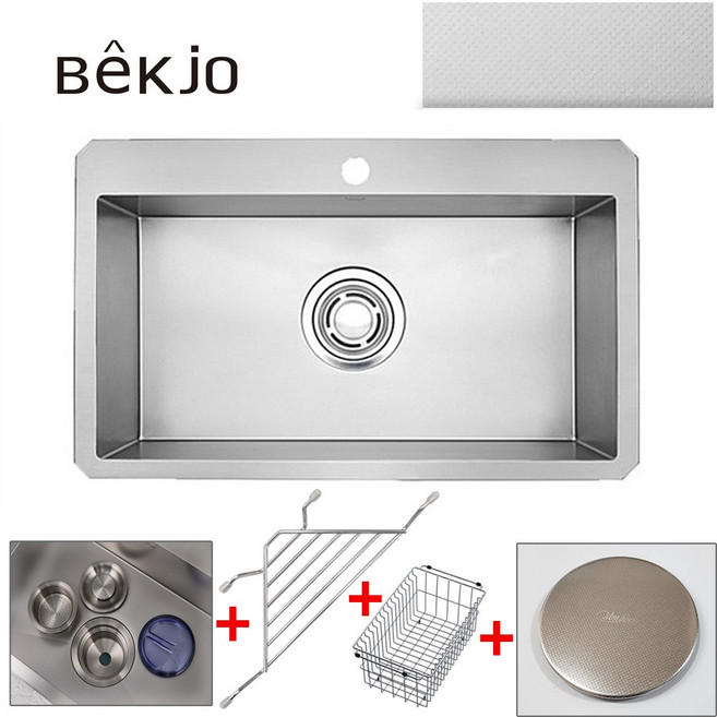 백조씽크 리폼사각씽크볼 CESWSR8635 코팅엠보 3.5T/올스텐배수구 싱크대교체, 1개