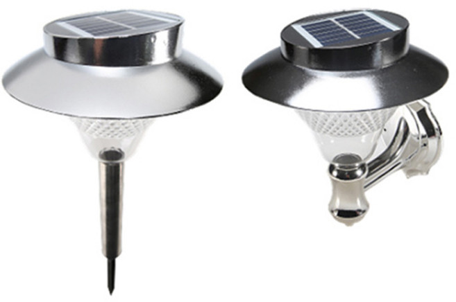 이글스 태양광 정원등 24 LED 실버 벽부겸용 주광색