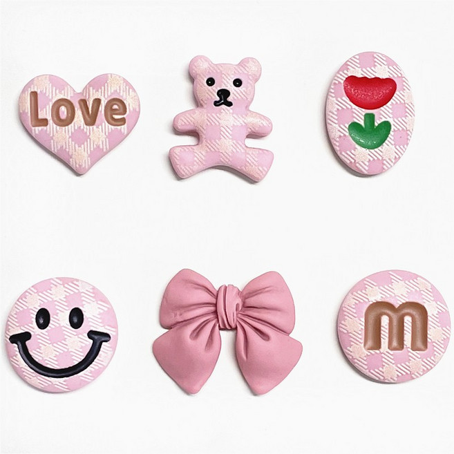 무광 격자 리본하트스마일곰돌이장미꽃 악세사리재료파츠, 곰돌이 (ND75-2), 1개, 곰돌이 (ND75-2)