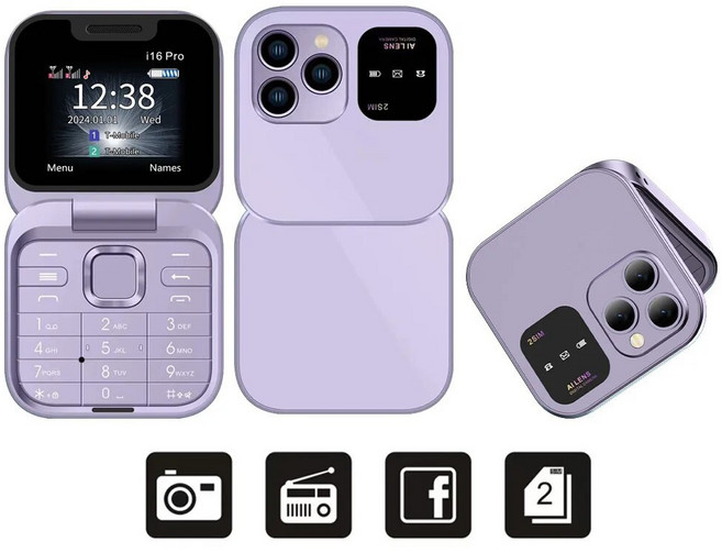 서보 I16 프로 미니 폴드 휴대 전화 2G GSM 듀얼 SIM 카드 스피드 다이얼 비디오 플레이어 매직 음성 5mm FM, rple