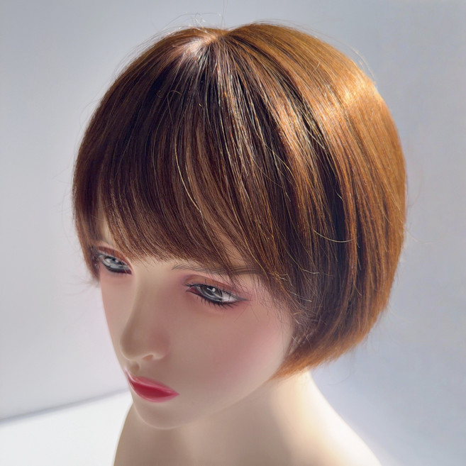 샤일리 여성 100%인모 숏단발 전체가발, 브라운, 1개