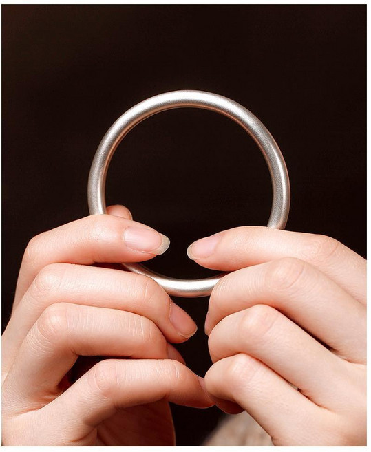 Sun_Plus 臻耀i款 古法鍍銀實心手鐲 噴砂磨砂簡約溫婉百搭款 58mm