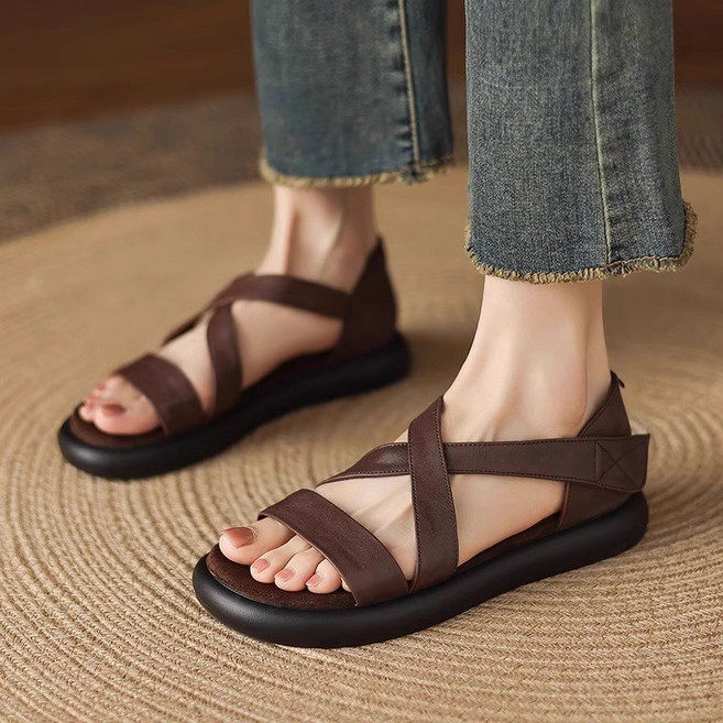 JLVJ 여성 발편한 샌들 초경량 여름 캐주얼 스트랩 샌들