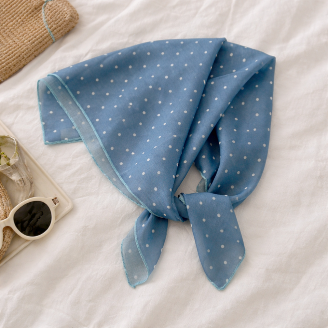 여성 봄 가을 쁘띠 사각 스카프 손수건 머플러