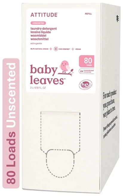 Attitude 세탁세제 2L 1팩 베이비 리브즈 무향 Attitude Baby Leaves Laundry Detergent Unscented 80 Load, 1개 - 쿠팡