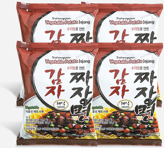 비건라면 삼육 우리밀 채식 감자짜장면 짜장 128g 24개