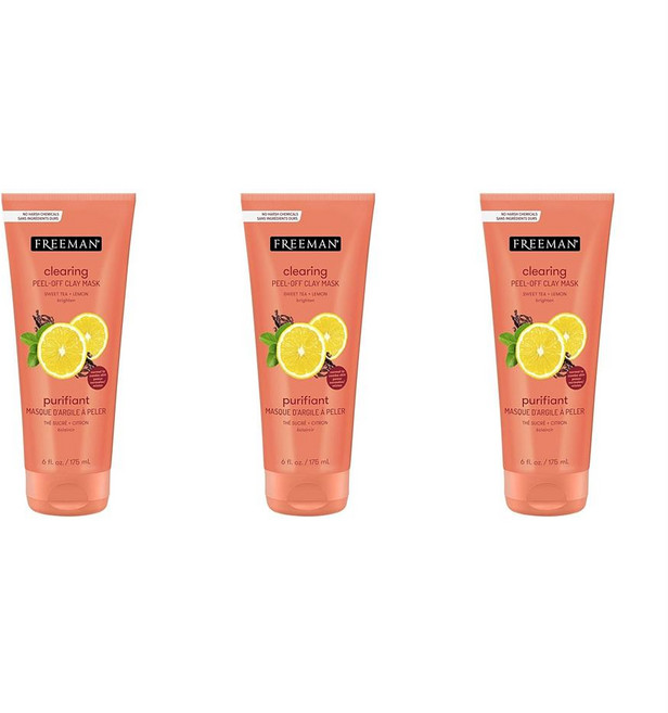 프리맨 필오프 클레이 마스크 175ml 3팩 스위트티 앤 레몬 Freeman Clearing Sweet Tea & Lemon Peel-Off, 3개