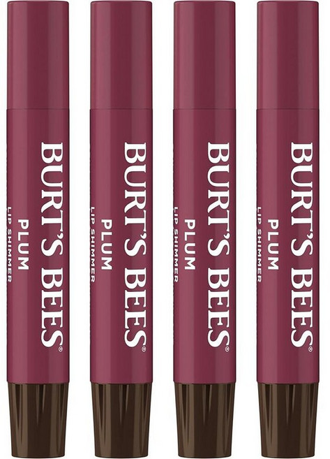 Burt's Bees 쉬머 립 틴트 세트 어버이날 선물 틴트 립밤 스틱 하루 종일 수분을 공급하는 보습 천연 유래 글로우 피그먼트 마감 및 조립 가능한 색상 피오니 (, 플럼