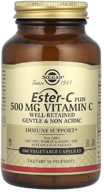 솔가 에스터-C 플러스 비타민 C 500mg 베지캡슐 글루텐 프리 비건 무설탕, 100정, 1개 - 쿠팡