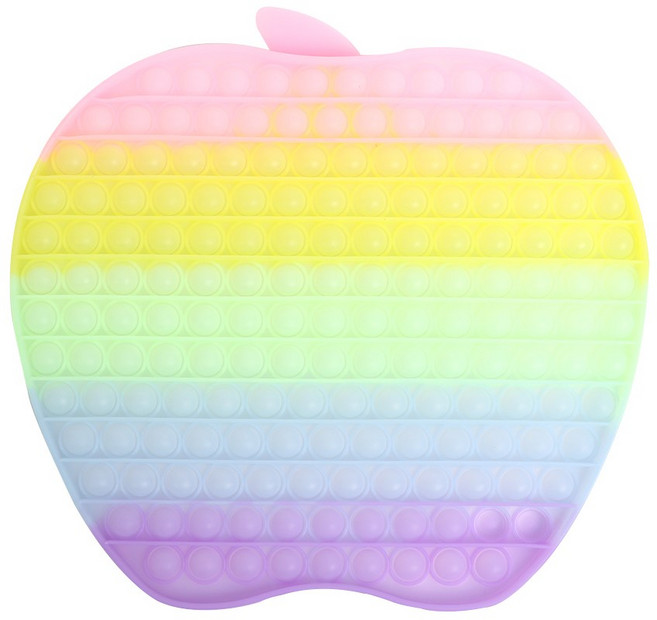 [고전문구] 야광 레인보우 애플 푸쉬팝 / 사과팝잇 촉감놀이 뽁뽁이, 1개