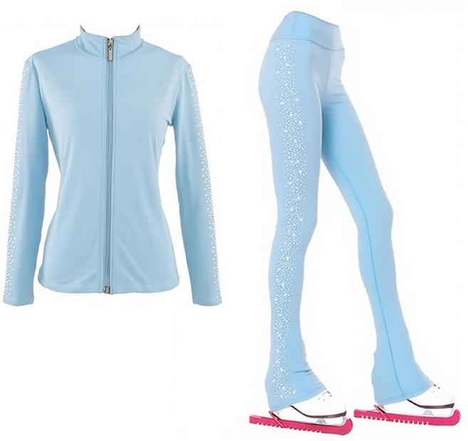LIUHUO Ice Figure Skating Training Pants Jackets Girls Womens Fleece Shiny Colored Diamond Girl Wa, 블루