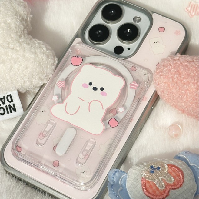 꾸꾸만들기 & 나인프 미니 도트 아이폰 갤럭시 실버 맥세이프 에폭시 카드지갑 케이스 폰케이스
