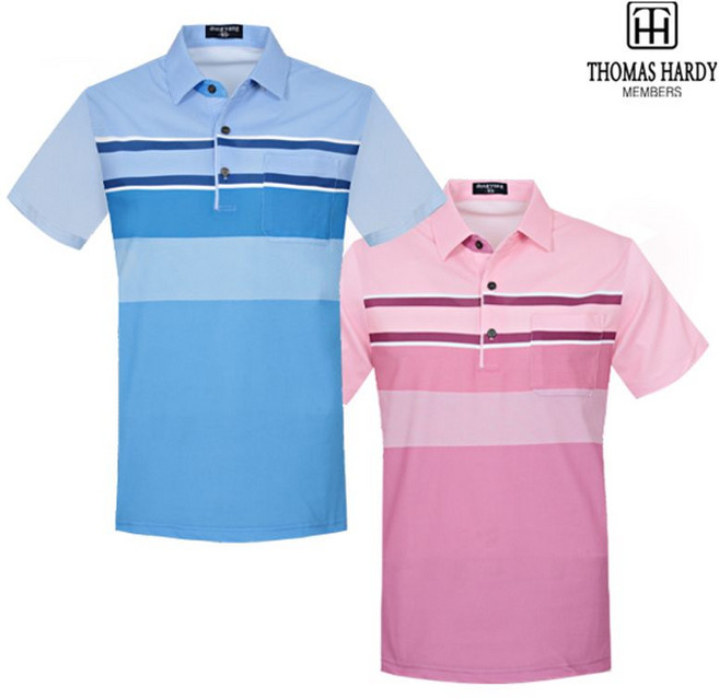 제로골프 THOMAS HARDY 토마스하디 남성 배색 포인트 카라 포켓 반팔티셔츠 Model No_I2-3W091