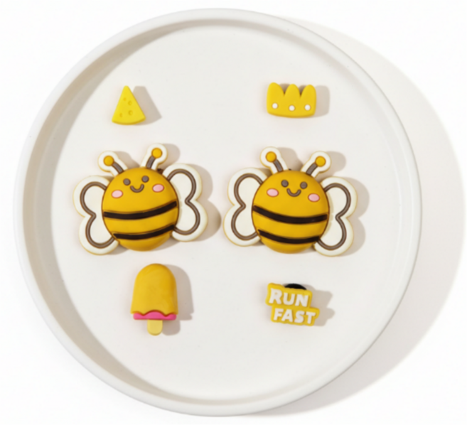 BAEny배니 활짝 웃는 꿀벌 클로그 신발 악세사리 젤리가방 파츠 6p 세트