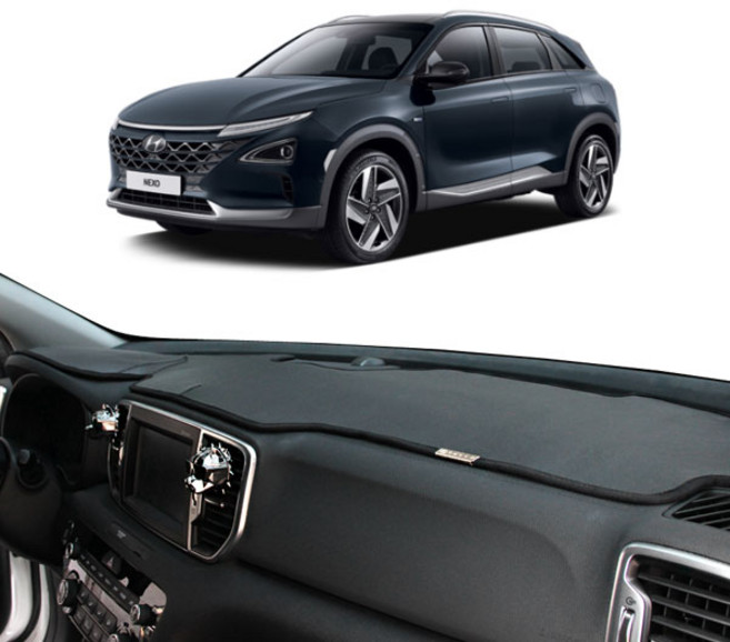 톨른 넥쏘 수소차 논슬립 가죽 대쉬보드커버, 블랙-블랙라인, 센터스피커 유