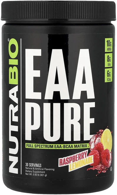 뉴트라바이오 EAA 퓨어 라즈베리 레모네이드 421g (0.93lb), 4개 - 쿠팡