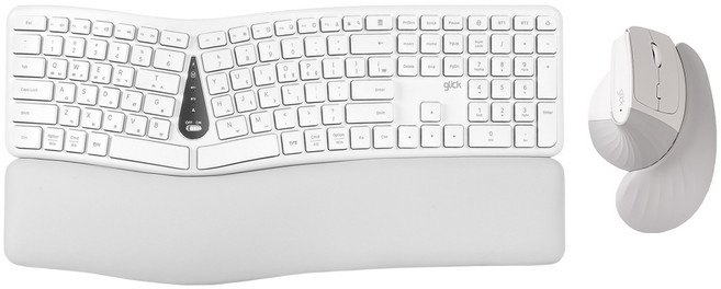 지클릭커 오피스프로 EMK350 무선 버티컬 인체공학 블루투스 키보드 마우스 세트 화이트