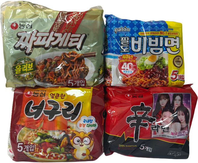 (장우)봉지라면! 농심신라면5입+농심얼큰너구리5입+농심짜파게티 5입+팔도비빔면5입, 40개