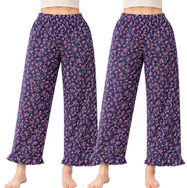 1+1 엘에이스 여성 꽃무늬 잠옷바지 9부 파자마 일바지 2p 002