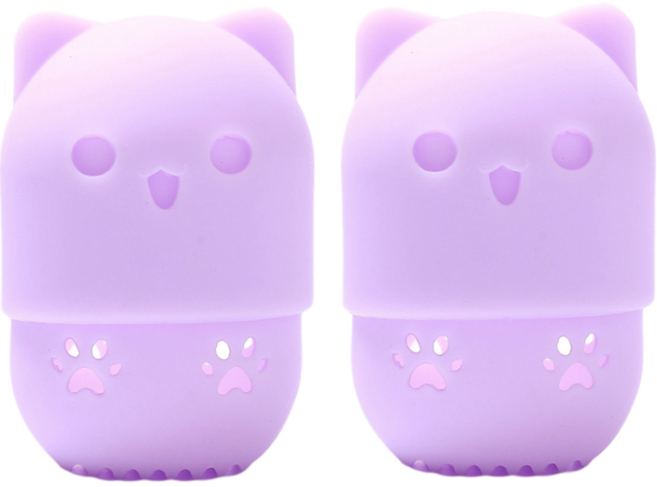 진우 실리콘 스펀지 쿠션 퍼프 케이스 2P, 1세트, 보라