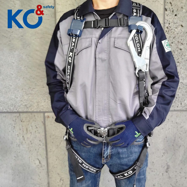 코오롱 고급형 전체식 안전벨트 엘라스틱 죔줄, 블랙, 1세트