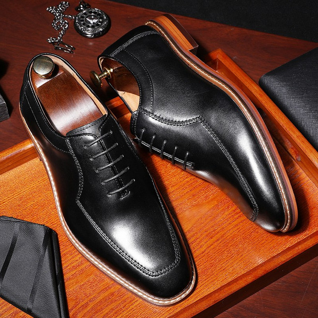 남성용 드레스 슈즈 남성용 정품 가죽 옥스포드 클래식 편안한 정장 비즈니스 레이스 업 주름없는 남성용 드레스 슈즈