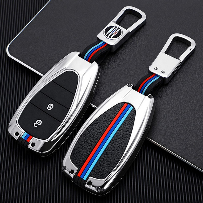 메탈릿 쉐보레 호환 메탈 키케이스 키커버 키링 키홀더 스파크 트랙스 말리부 크루즈 볼트, C-1(2버튼), 실버
