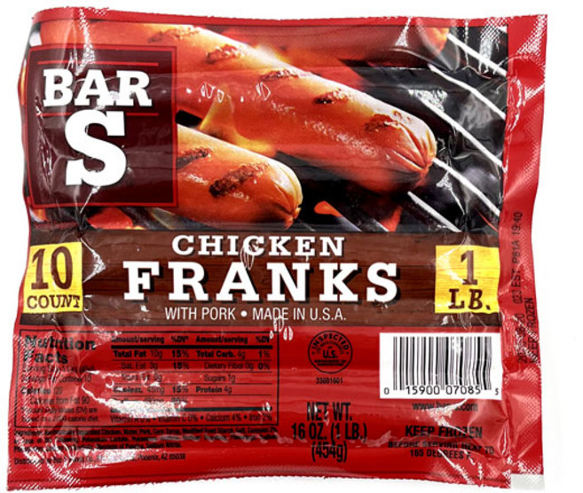 바스 치킨프랑크 454g 냉동 소시지 부대찌개 재료 샌드위치 후랑크 업소용, 1개