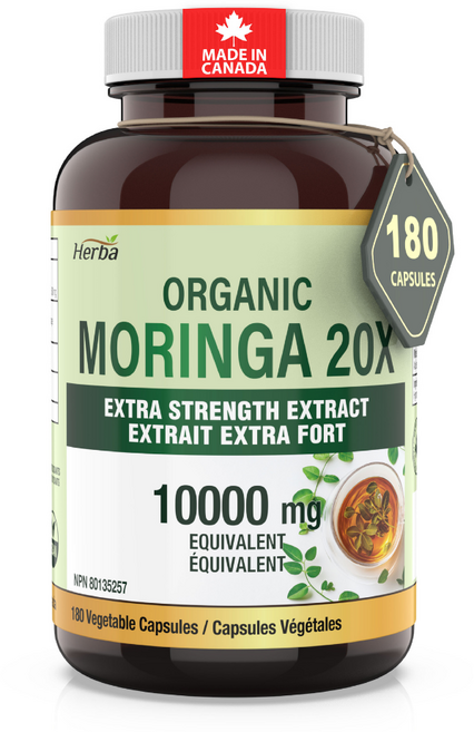 모링가 10000mg 180식물성캡슐 모링가잎 20배 농축 가루 분말 허바 캐나다, 1개, 180정
