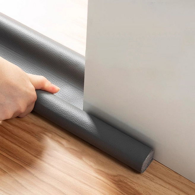 리빙메이커 무타공 간편설치 햇빛 벌레 바람 틈새 차단 방 문 틈막이 가죽 그레이 91 x 10 cm, 2개