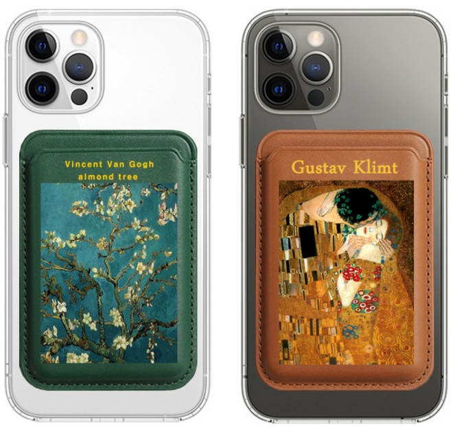 명화 유화 그림 맥세이프 가죽 카드지갑, 1개, 07번 디자인 모네 수련