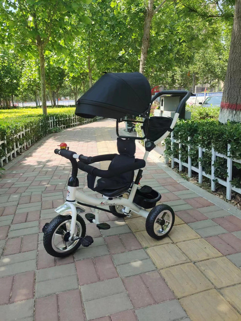 DIU 新款兒童三輪腳踏車 小孩自行車 嬰幼兒手推車寶寶三輪車, 1個, 黑色:如圖