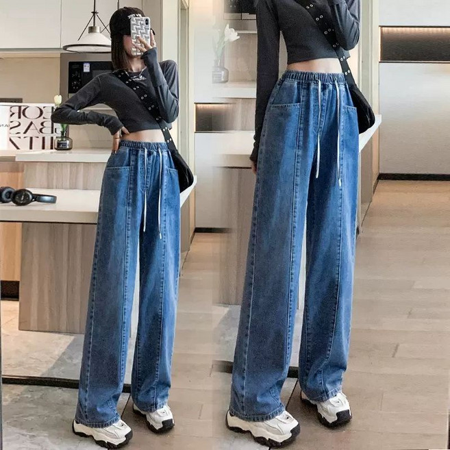 yvonnaka rbowiak 女款寬鬆高腰牛仔褲 垂墜感直筒寬褲