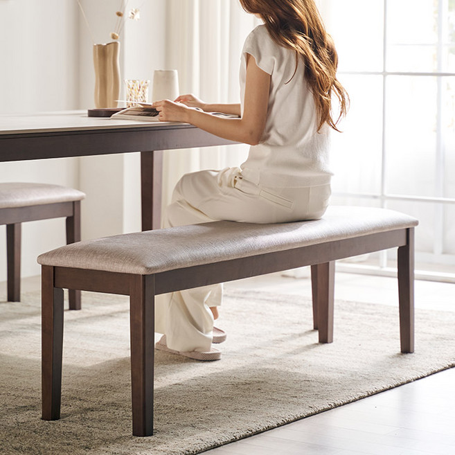 삼익가구 아벨로 3인용 원목 벤치, 1개, 오트밀+월넛