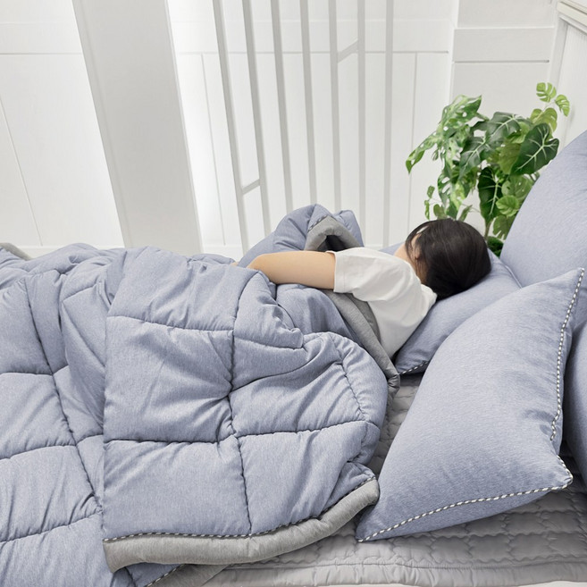 [당일출고] 베드앤데코 멜란지 사계절 차렵이불 + 베개커버 세트