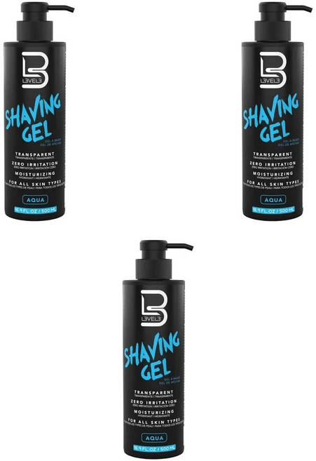 Level 3 Shaving Gel 레벨3 쉐이빙 젤, 3개, 500ml - 쿠팡